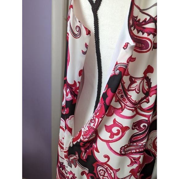Joseph Ribkoff Scarf Print Paisley Dress Size 10 Fuschia White Black Belted - Picture 6 of 12